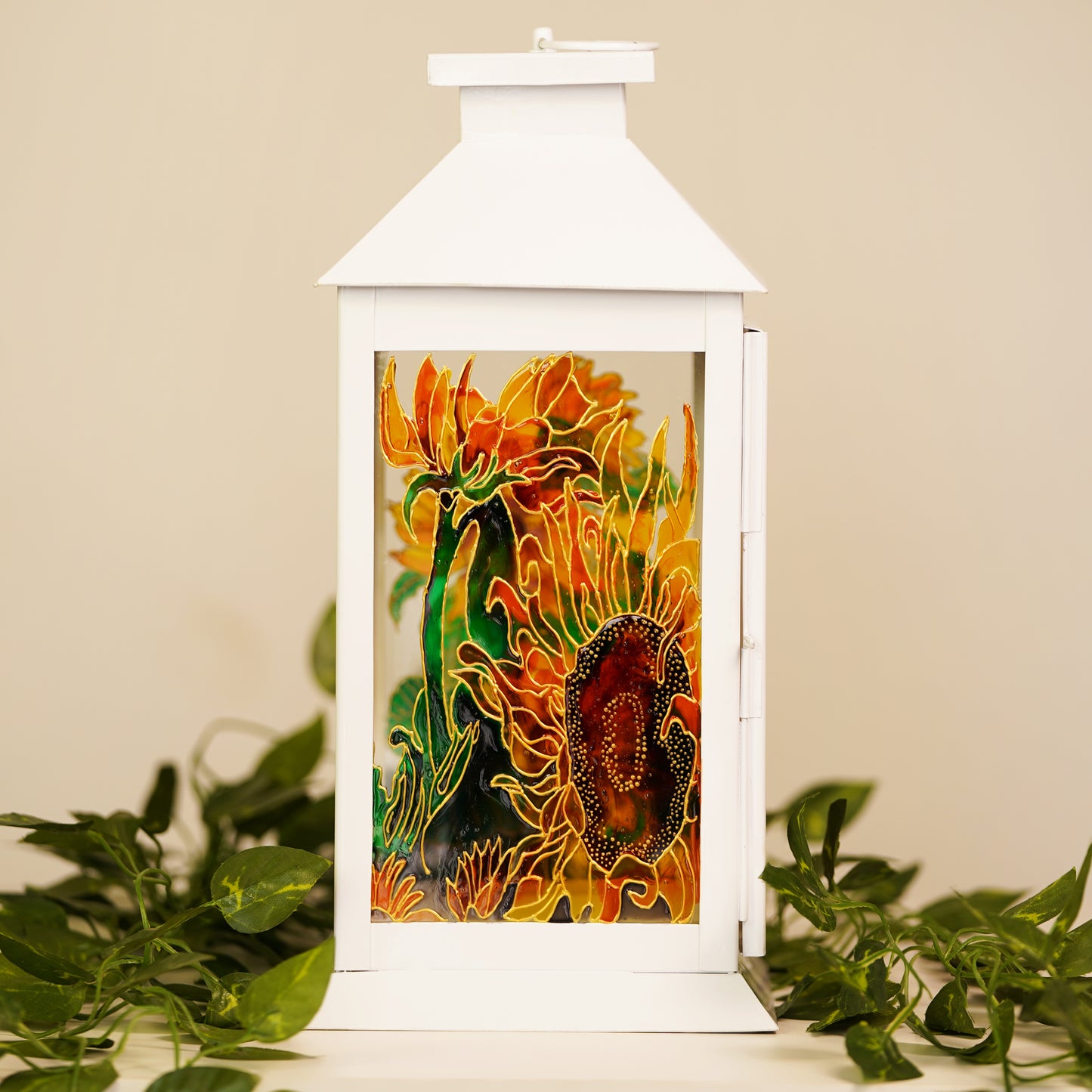 Blooming Glory Lantern illuminated with string lights