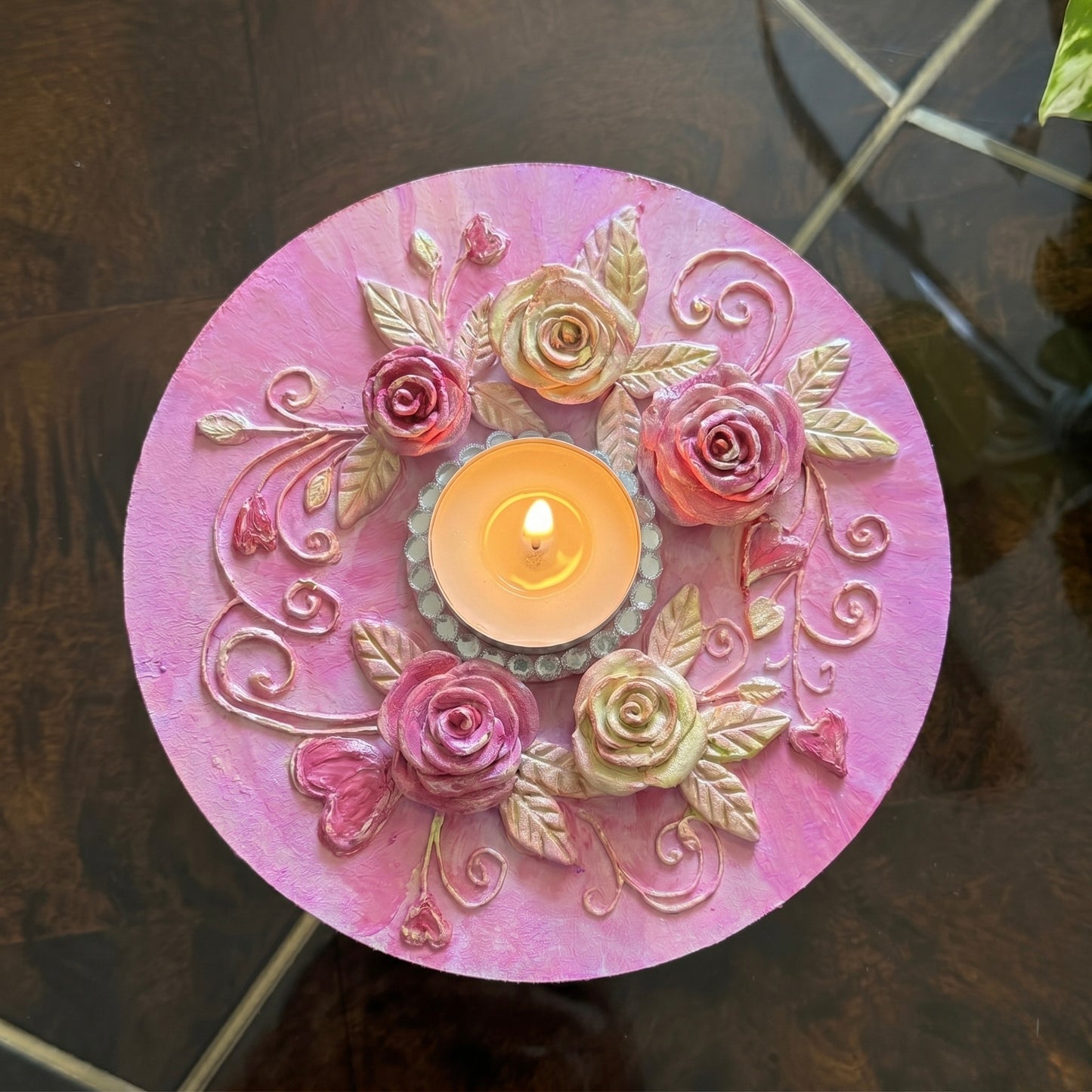 Roselle Blush Tea Light Holder