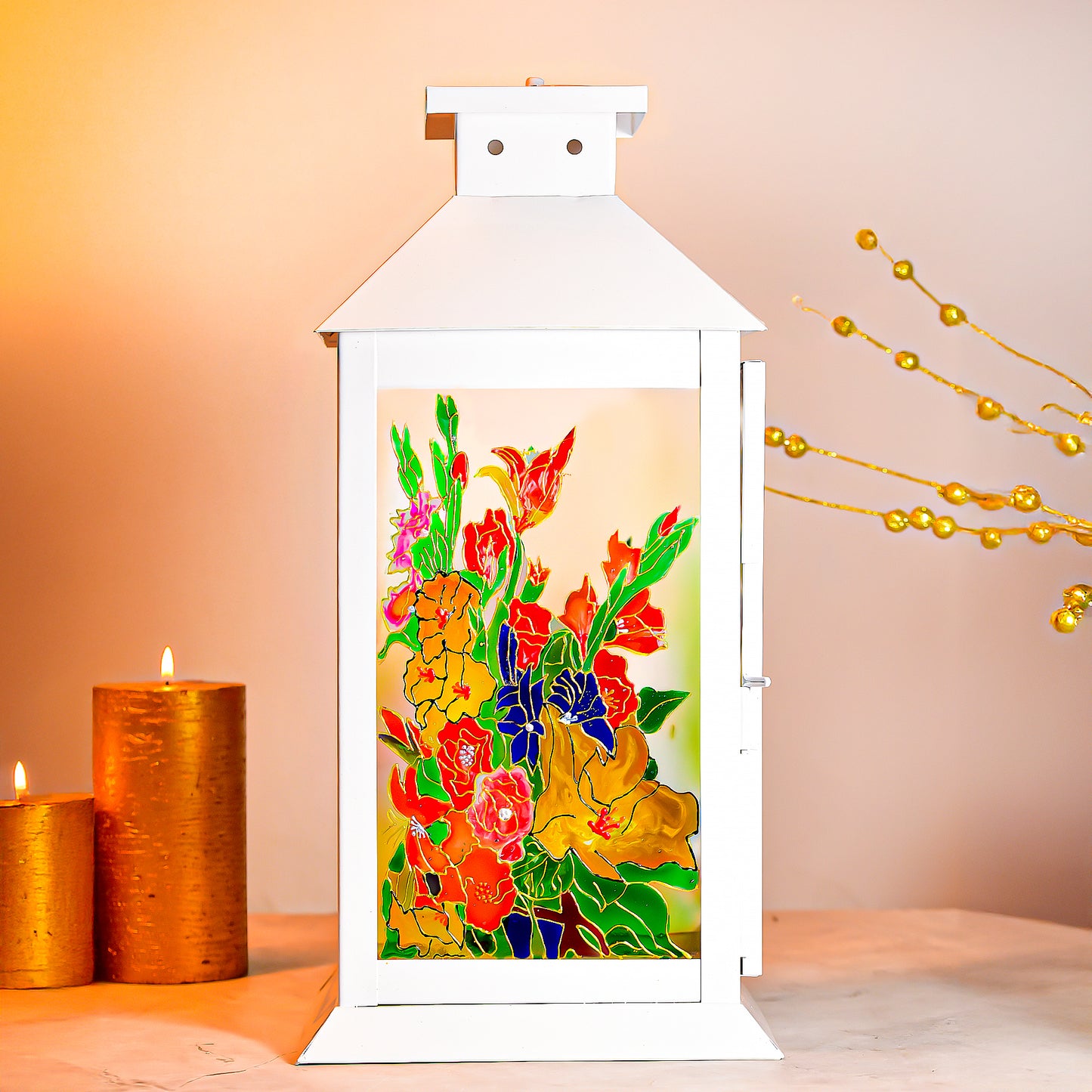 Close-up of the top section of the Blissful Wilderness Lantern