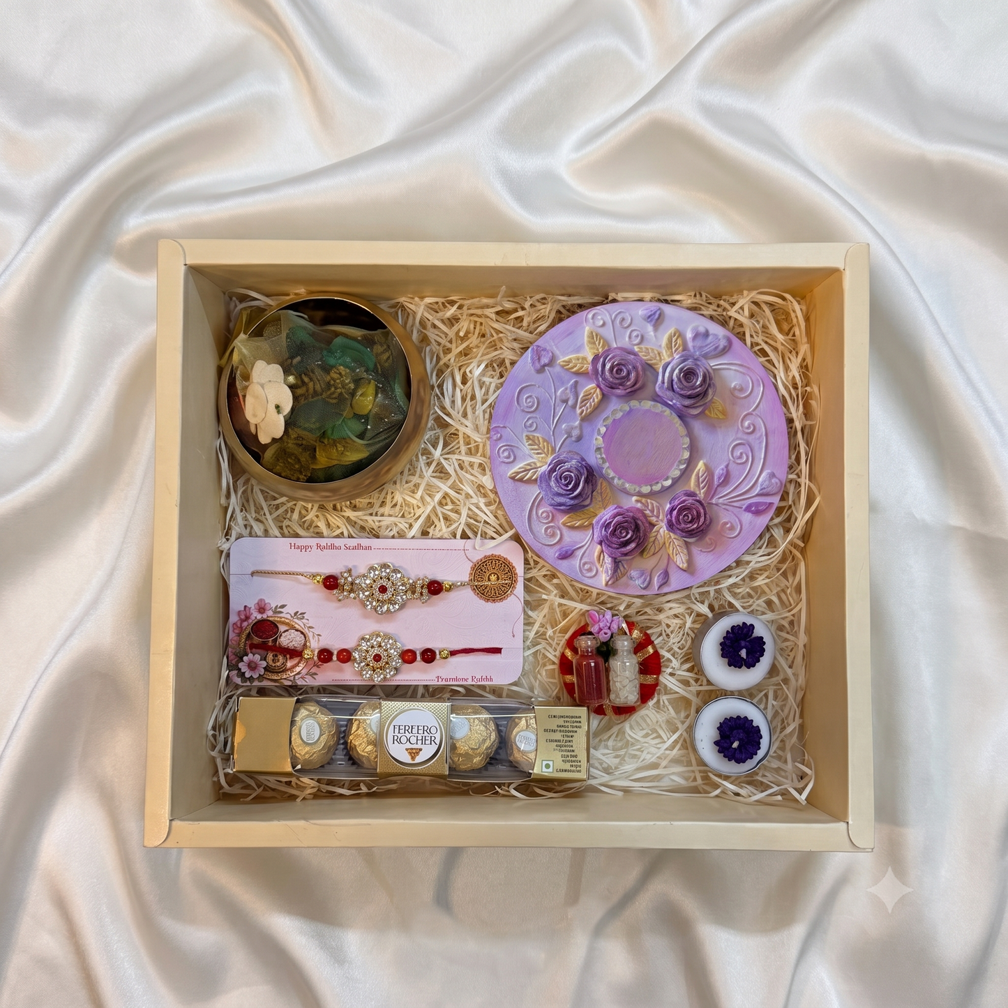 Purple Blossom Rakhi Hamper