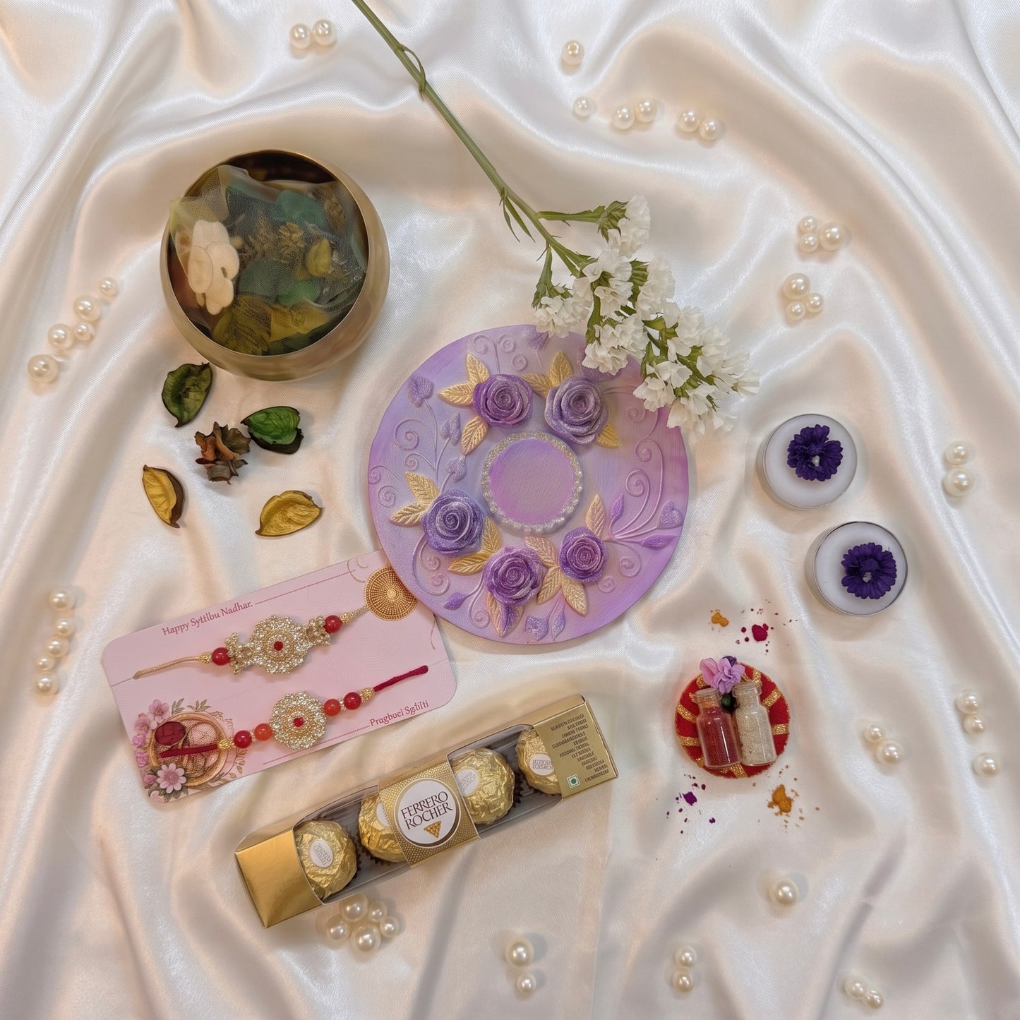 Purple Blossom Rakhi Hamper