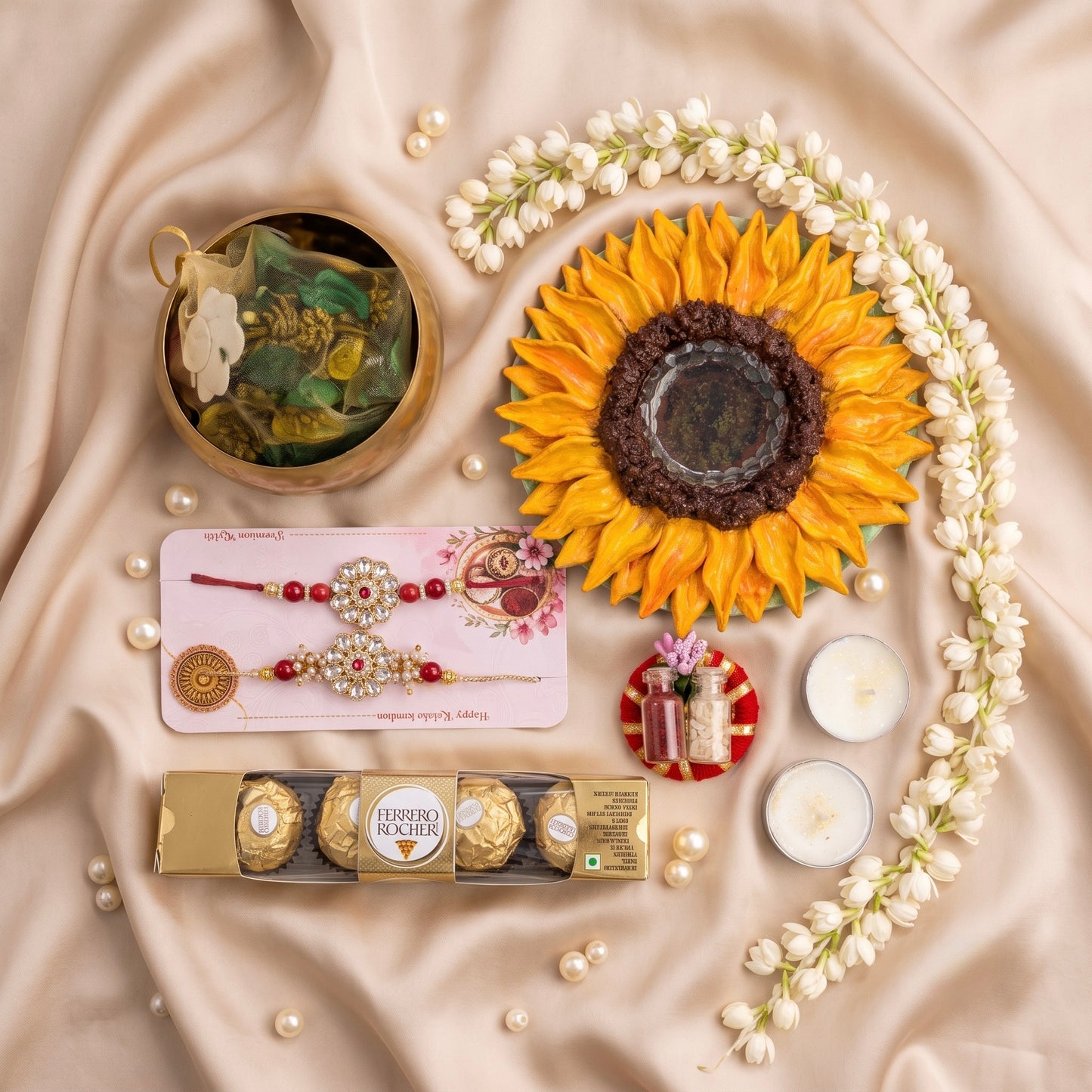 Golden Bloom Rakhi Hamper