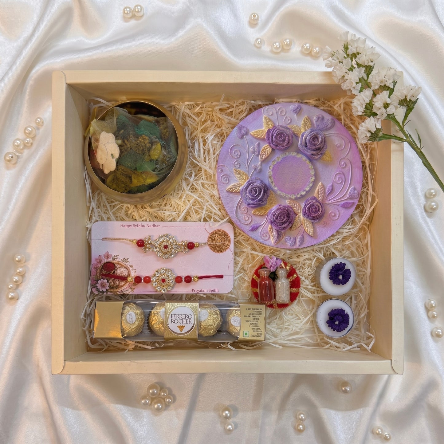 Purple Blossom Rakhi Hamper