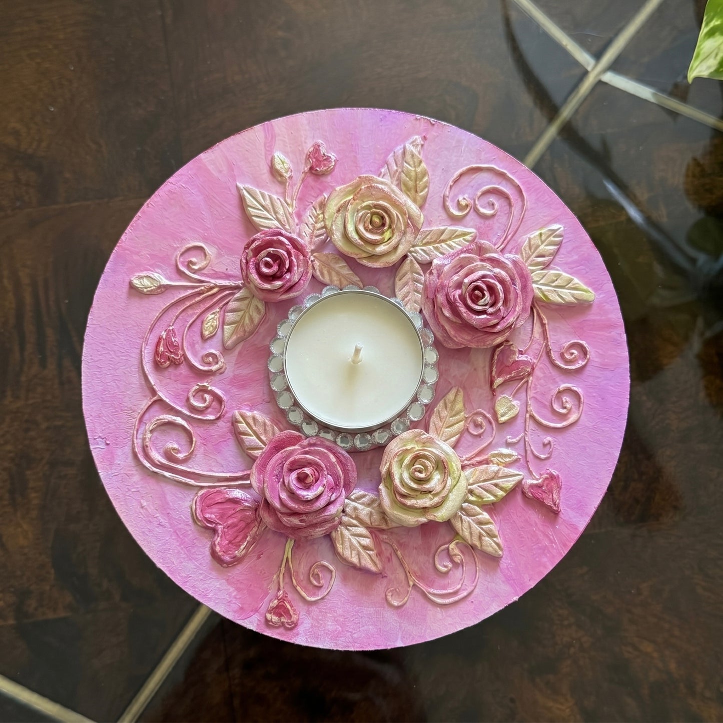 Roselle Blush Tea Light Holder